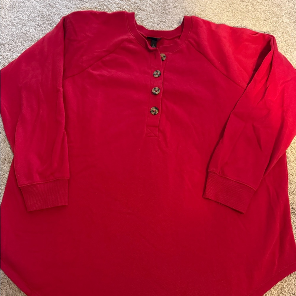 Torrid Size 2 Red Long Sleeve Fleece Tunic